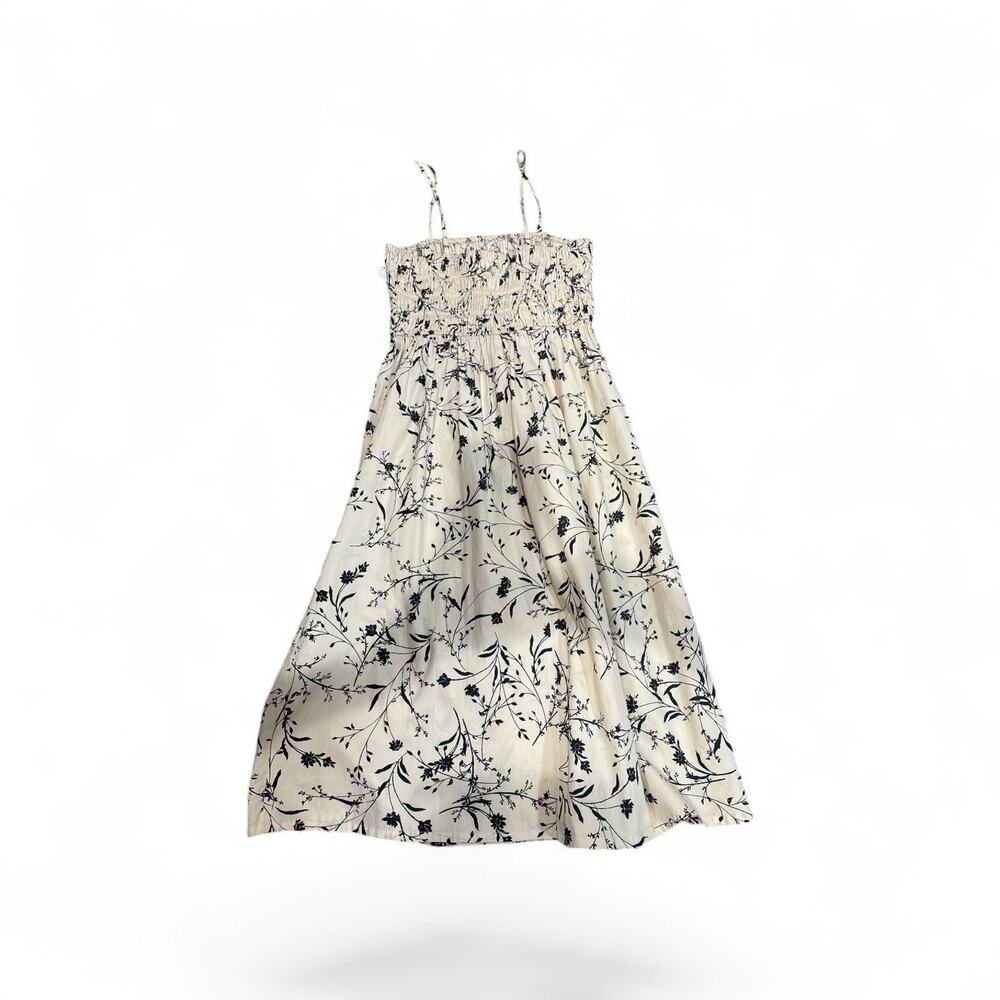 NWT Abound Nordstrom Ivory Black Floral Smocked Midi Sundress S - Picture 6 of 7